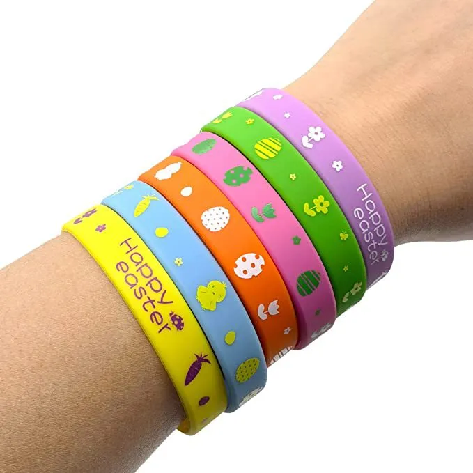 Wholesale 100pcs Easter Bunny Egg Basket Silicone Bracelet