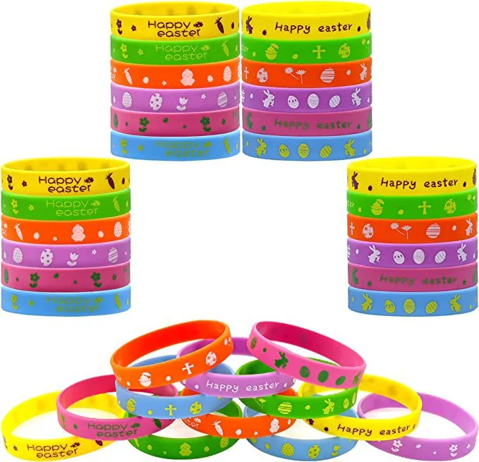 Wholesale 100pcs Easter Bunny Egg Basket Silicone Bracelet