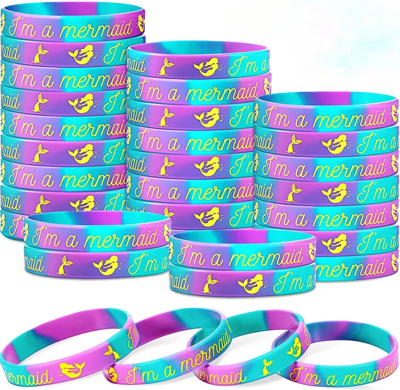 Wholesale 100pcs Mermaid Unicorn Western Denim Silicone Bracelet