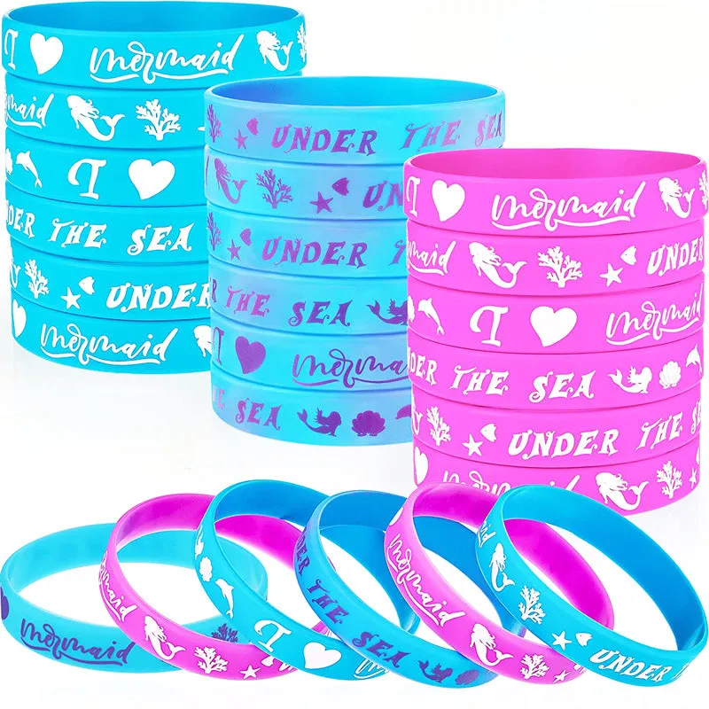 Wholesale 100pcs Mermaid Unicorn Western Denim Silicone Bracelet