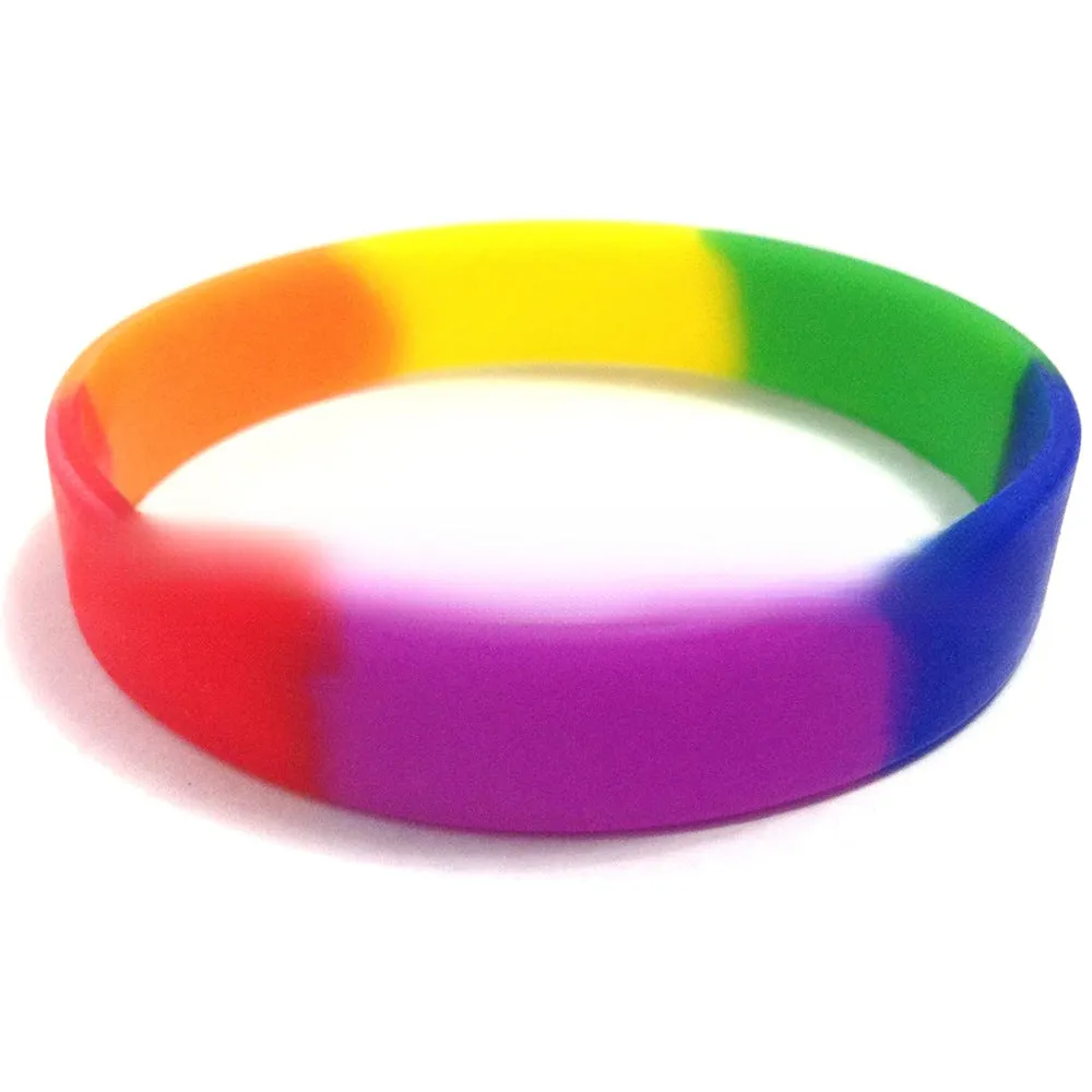 Wholesale 100PCS  Rainbow 6 Segmented 12 Color Aperture Party Silicone Bracelet