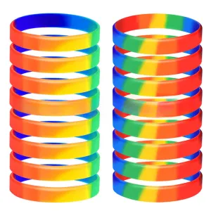 Wholesale 100PCS  Rainbow 6 Segmented 12 Color Aperture Party Silicone Bracelet