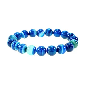 Wholesale 10mm Blue Agate Blue Crystal Bracelet