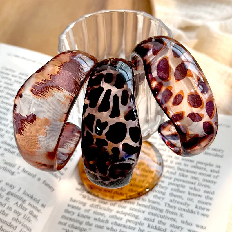 Wholesale 10pcs Bracelet C- shaped Simple Resin Bracelet Fashion Leopard Open Bracelet