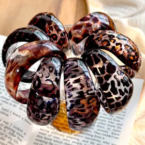 Wholesale 10pcs Bracelet C- shaped Simple Resin Bracelet Fashion Leopard Open Bracelet