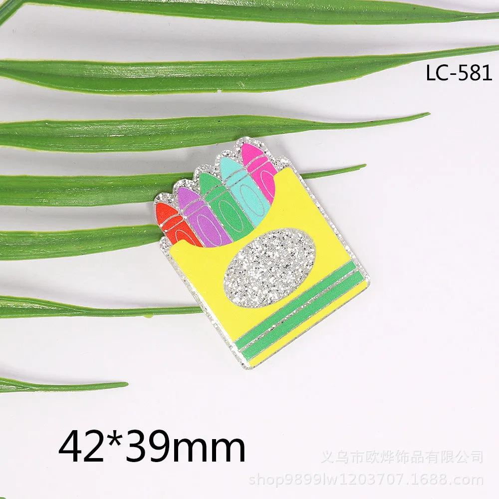 Wholesale 10pcs cartoon letter peach heart car Medical bag jewelry acrylic cute DIY patch accessories