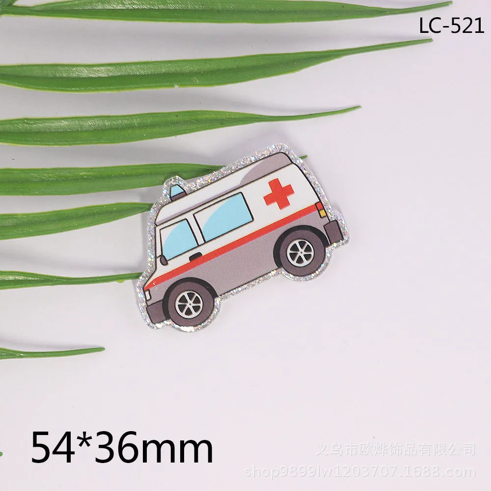 Wholesale 10pcs cartoon letter peach heart car Medical bag jewelry acrylic cute DIY patch accessories
