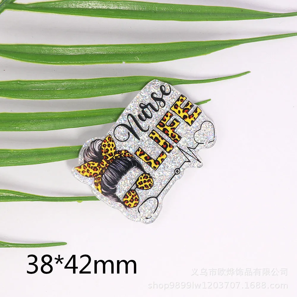 Wholesale 10pcs cartoon letter peach heart car Medical bag jewelry acrylic cute DIY patch accessories