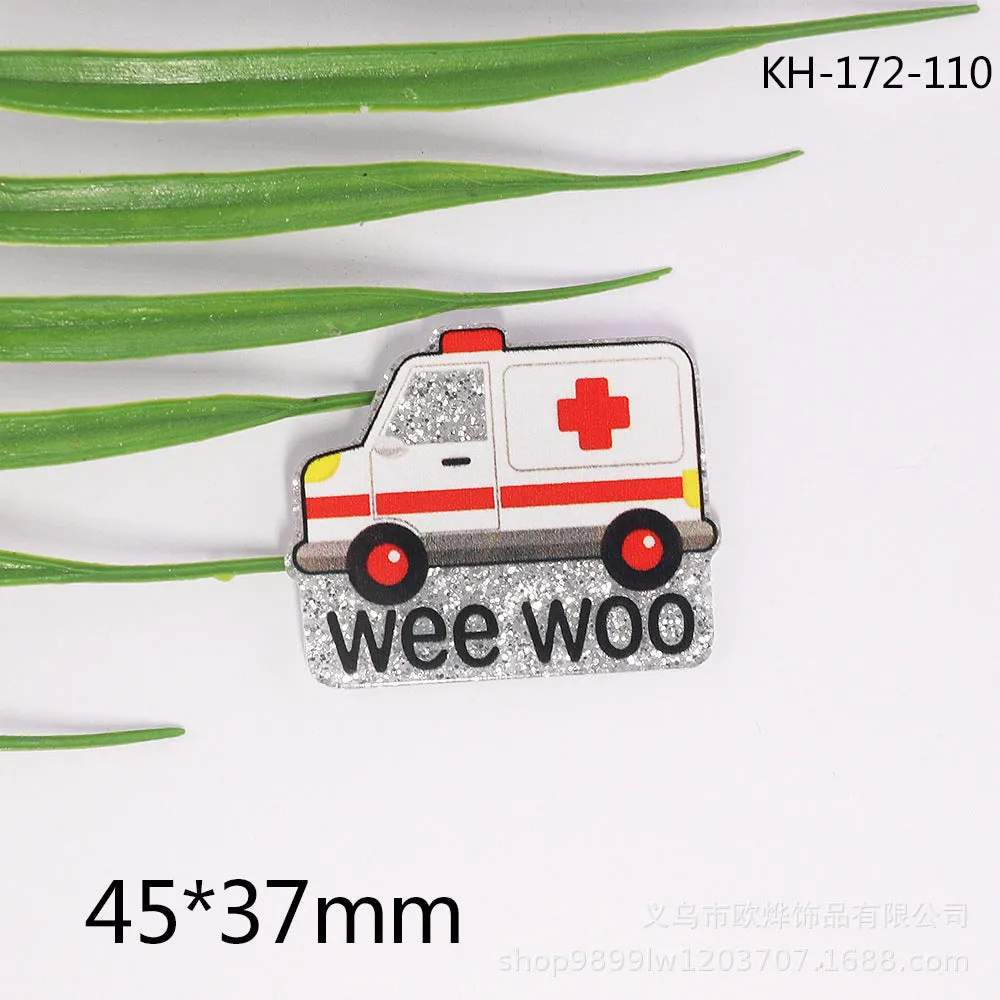 Wholesale 10pcs cartoon letter peach heart car Medical bag jewelry acrylic cute DIY patch accessories
