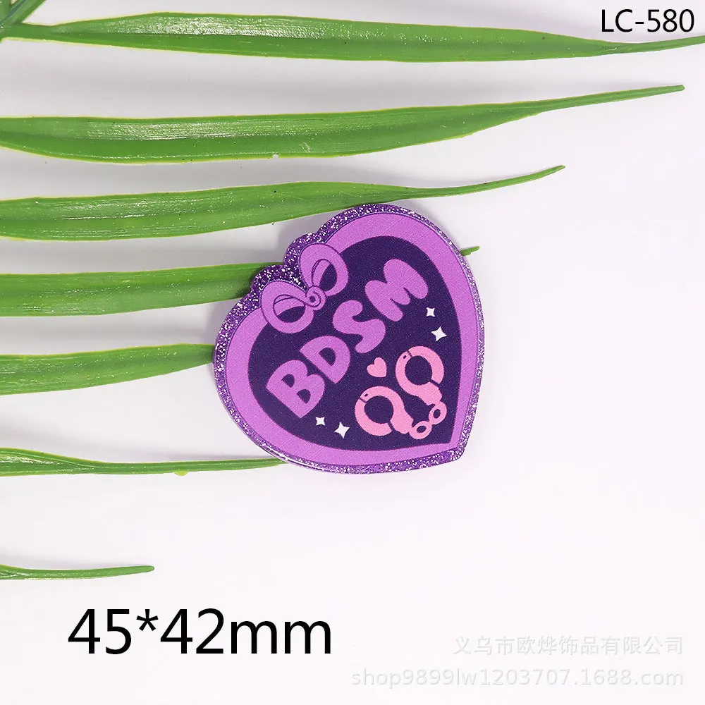 Wholesale 10pcs cartoon letter peach heart car Medical bag jewelry acrylic cute DIY patch accessories