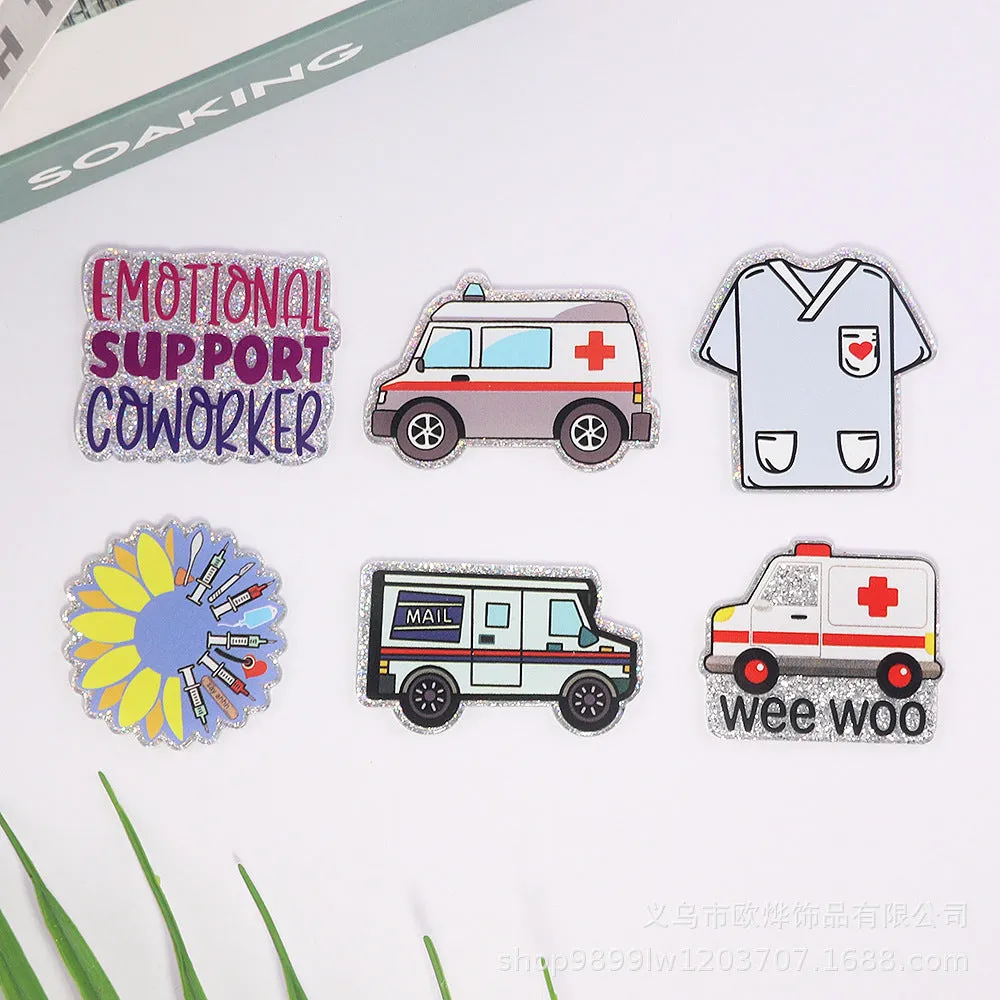 Wholesale 10pcs cartoon letter peach heart car Medical bag jewelry acrylic cute DIY patch accessories