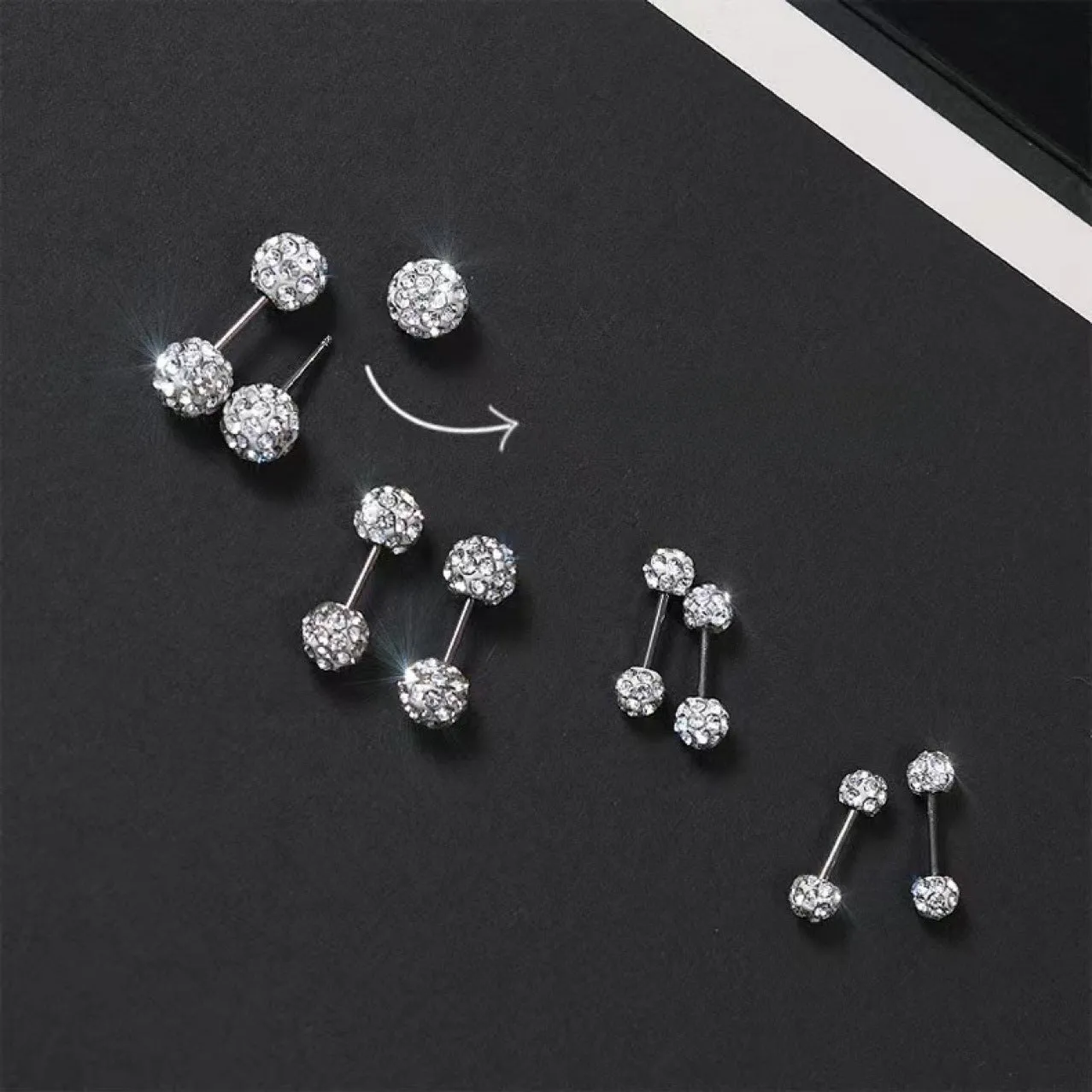 Wholesale 10PCS Soft Clay Full Diamond Ball Titanium Steel Screw Screw Earrings