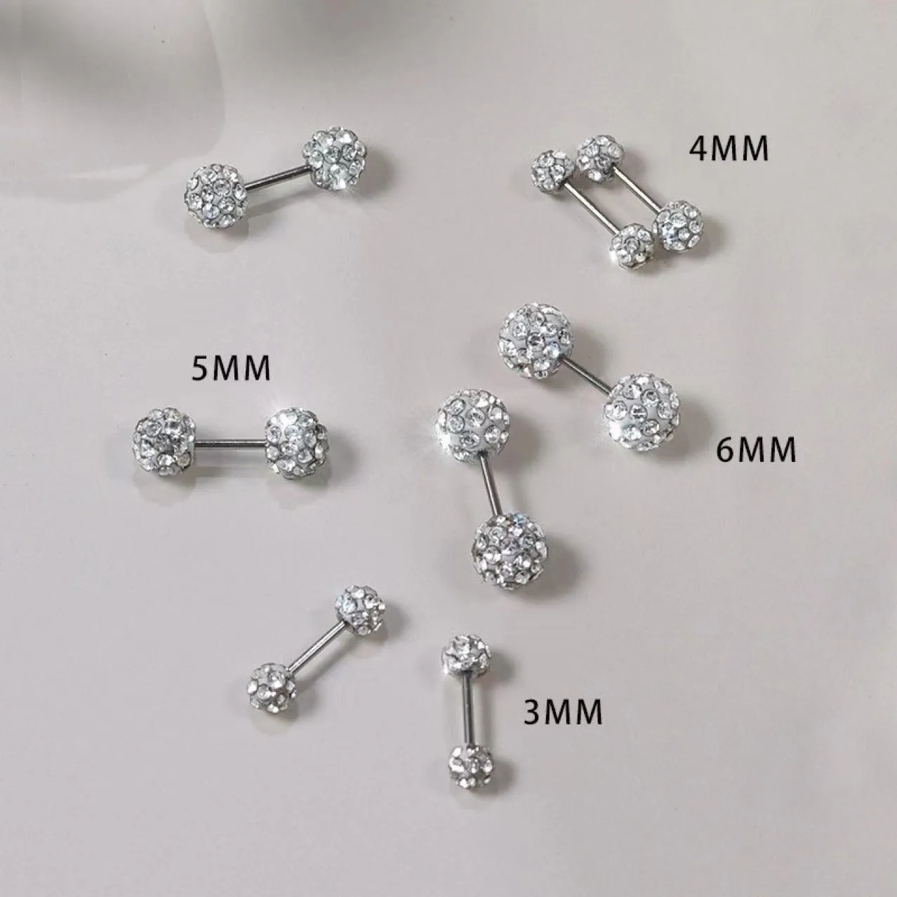 Wholesale 10PCS Soft Clay Full Diamond Ball Titanium Steel Screw Screw Earrings
