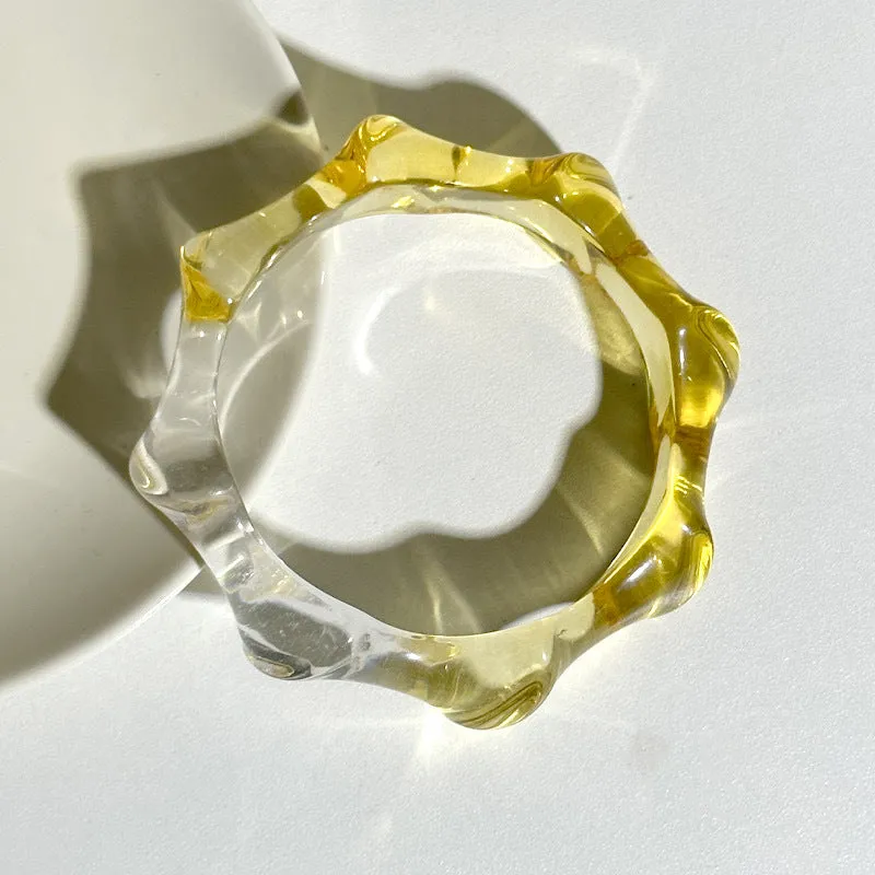 Wholesale 10pcs Yuyu new gradient transparent color matching wave round geometric resin bracelet ins color bracelet