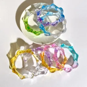 Wholesale 10pcs Yuyu new gradient transparent color matching wave round geometric resin bracelet ins color bracelet