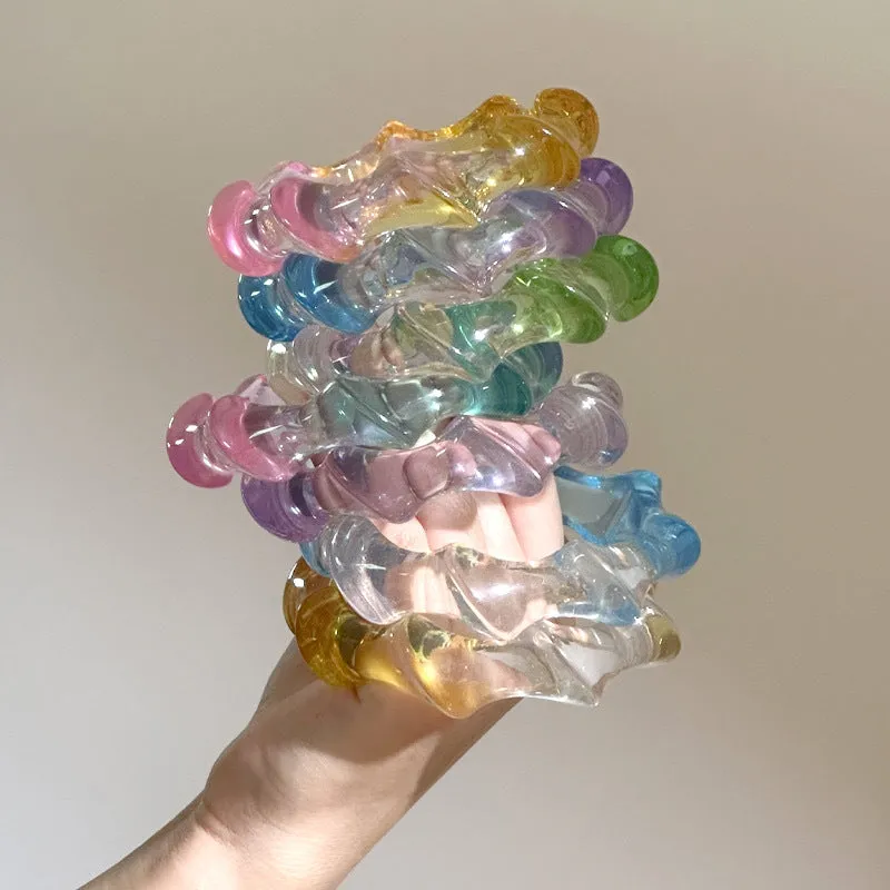 Wholesale 10pcs Yuyu new gradient transparent color matching wave round geometric resin bracelet ins color bracelet