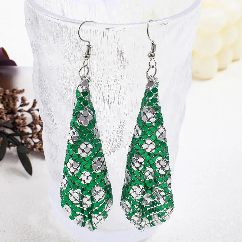 Wholesale 12pairs/pack American Flag Rainbow Leopard Print Metal Mesh Earrings