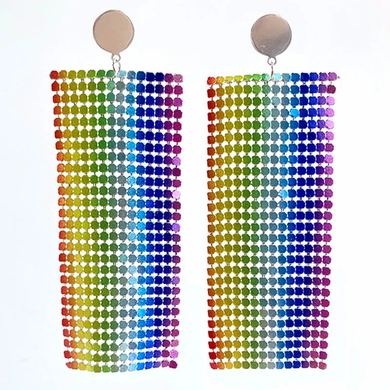 Wholesale 12pairs/pack American Flag Rainbow Leopard Print Metal Mesh Earrings