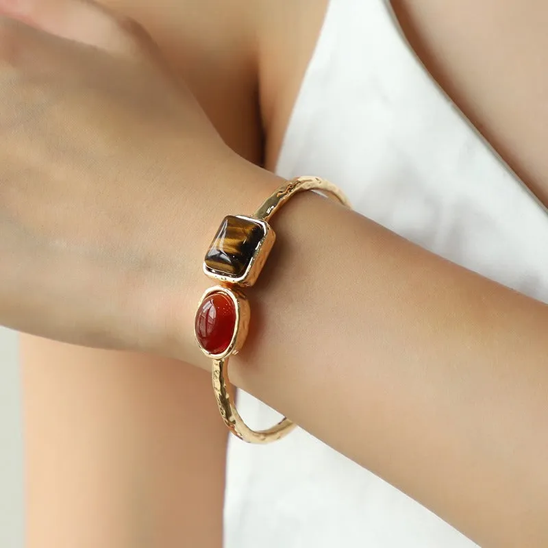 Wholesale 12PCS Fashion Imitation Jewelry Turquoise Tiger Eye Stone Vintage Bracelet