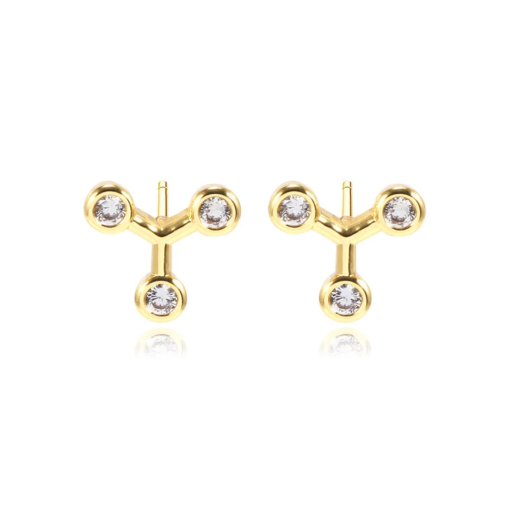 Wholesale 12PCS Geometric Zirconium Copper Earrings