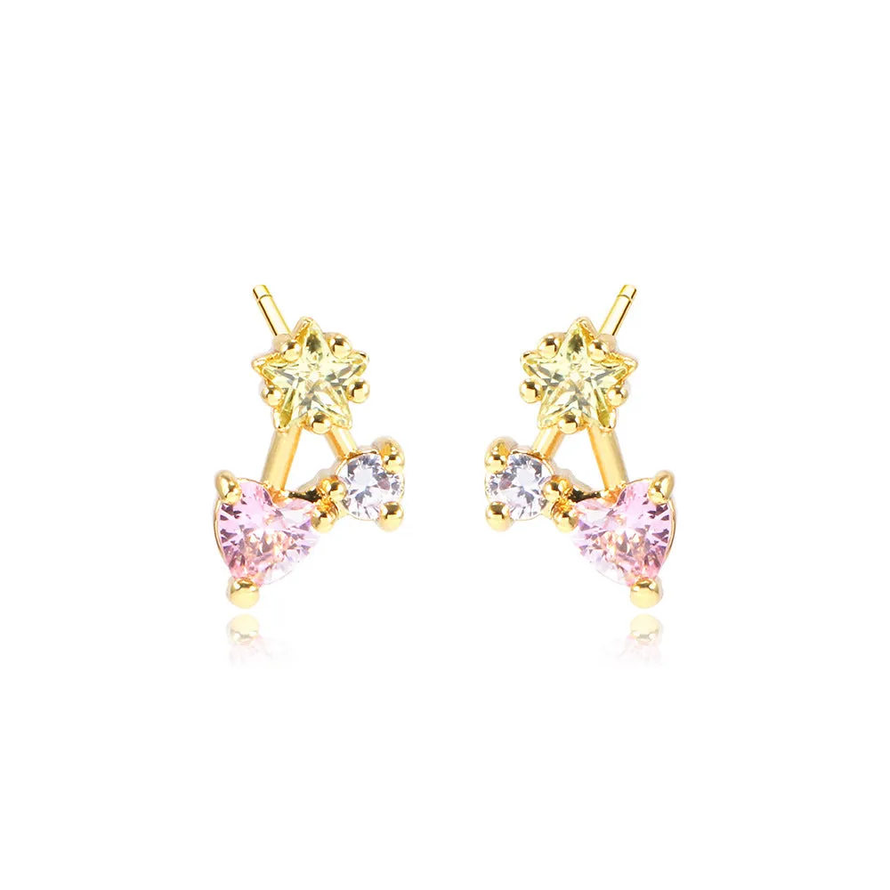 Wholesale 12PCS Geometric Zirconium Copper Earrings