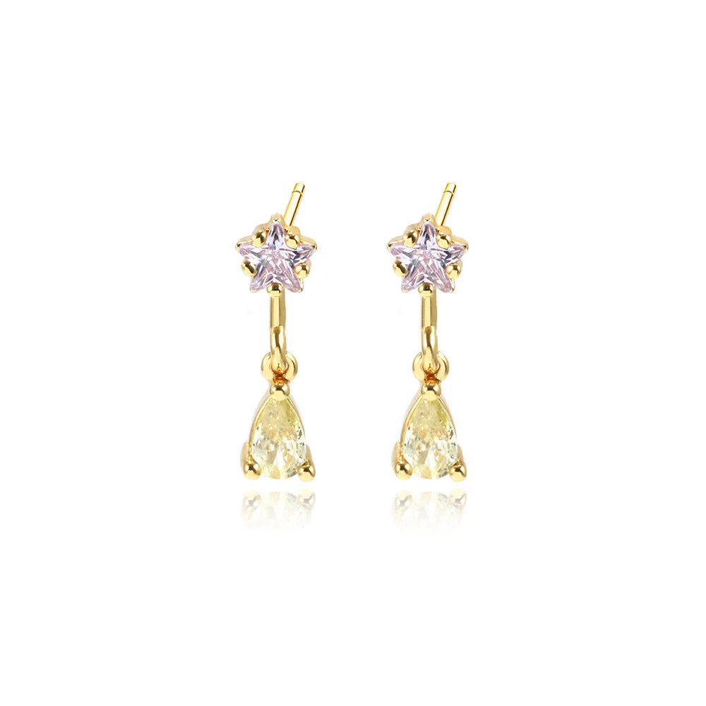 Wholesale 12PCS Geometric Zirconium Copper Earrings