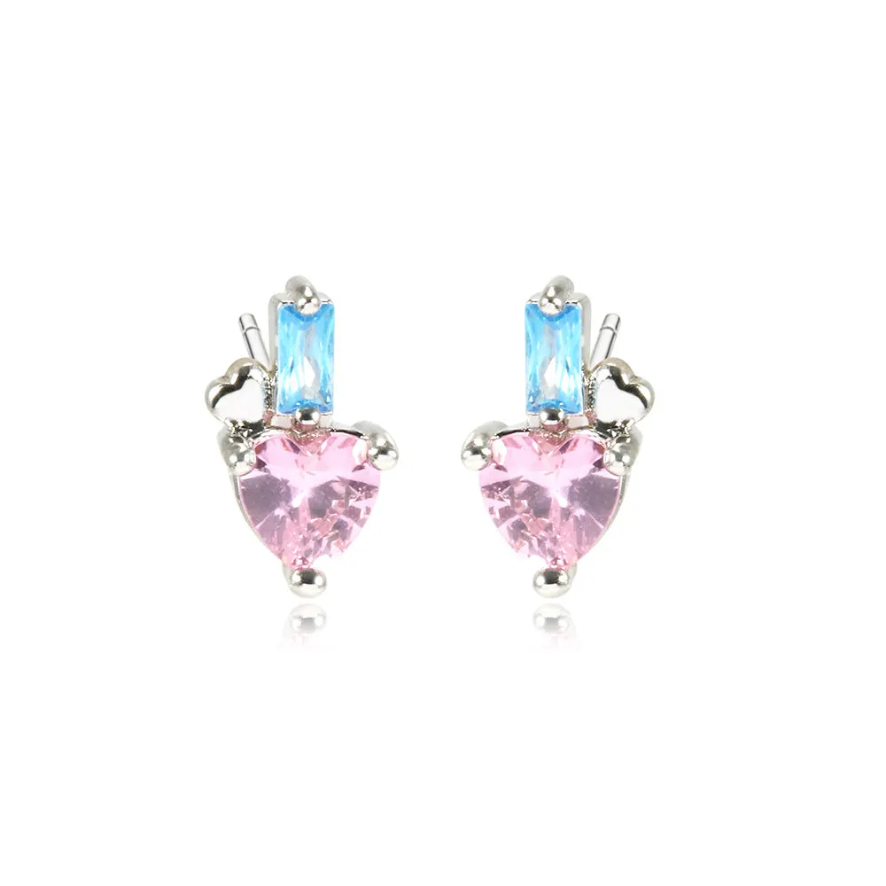 Wholesale 12PCS Geometric Zirconium Copper Earrings