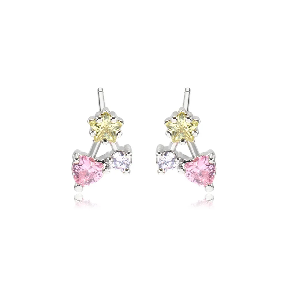 Wholesale 12PCS Geometric Zirconium Copper Earrings