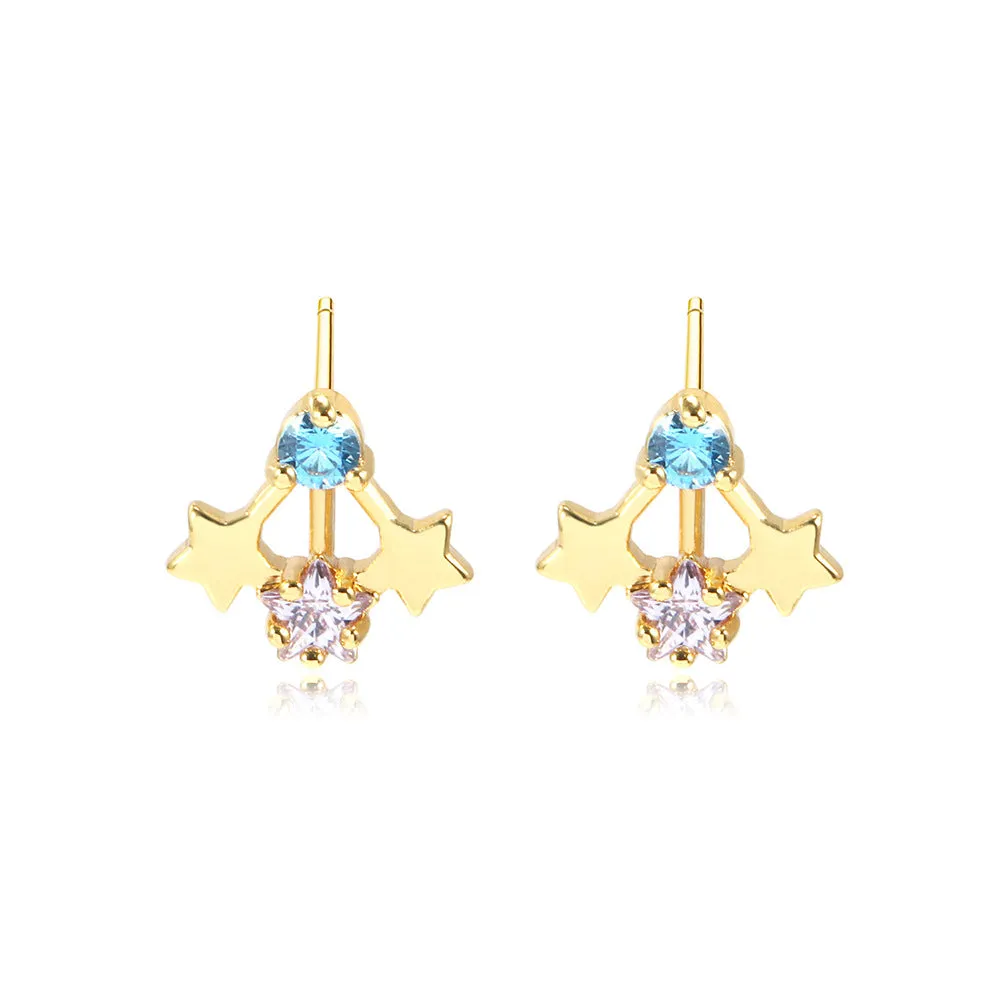 Wholesale 12PCS Geometric Zirconium Copper Earrings