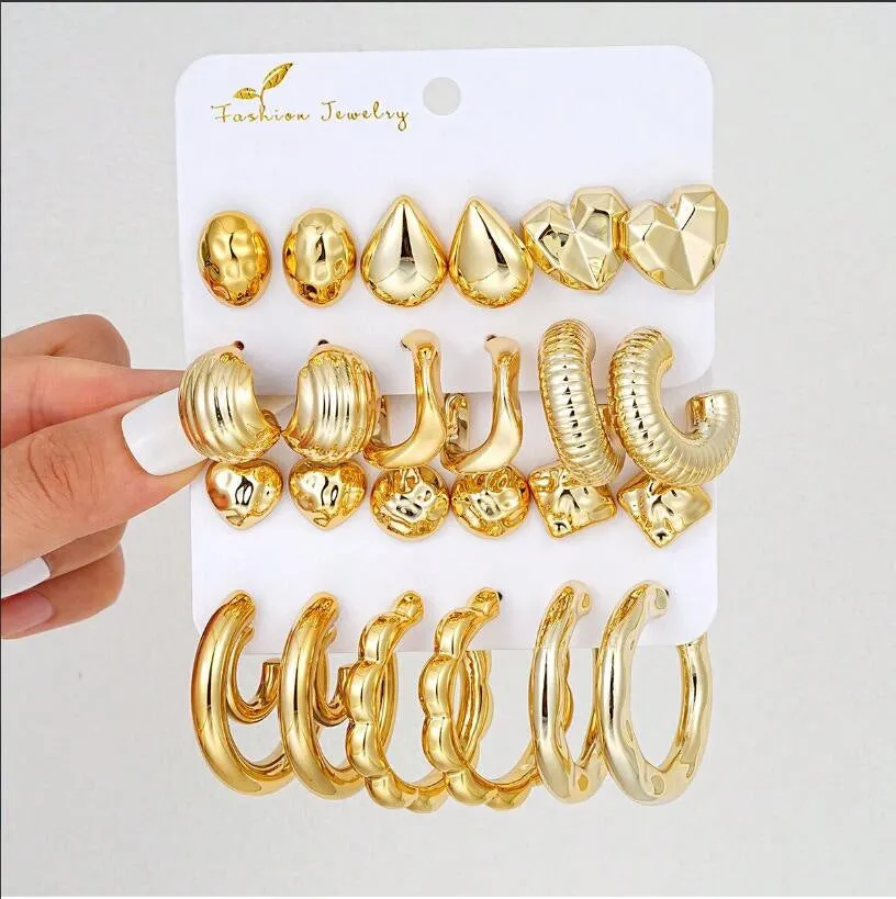 Wholesale 12pcs Irregular teardrop heart earrings  set