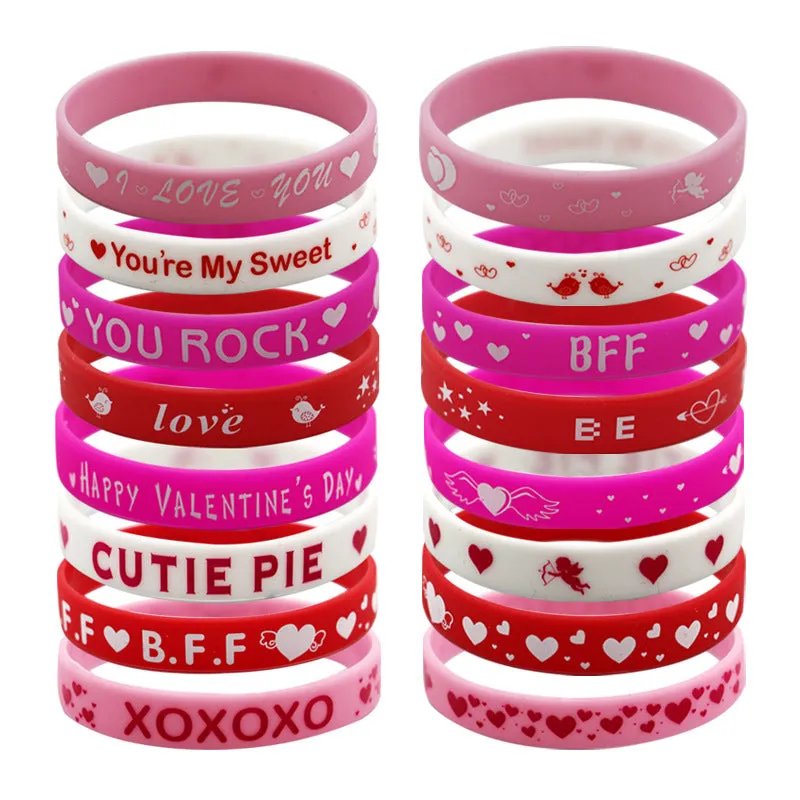 Wholesale 12pcs Valentine's Day Silicone Bracelet