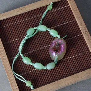 Wholesale 12PCS/PACK Insect Amber Braided Rope Beaded Resin Bracelet