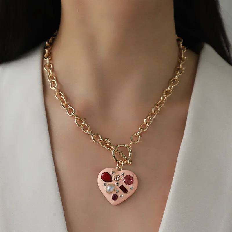 Wholesale 15PCS Valentine's Day Series Love Drops Oil Necklace and Earrings Set