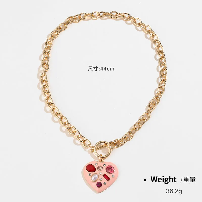 Wholesale 15PCS Valentine's Day Series Love Drops Oil Necklace and Earrings Set