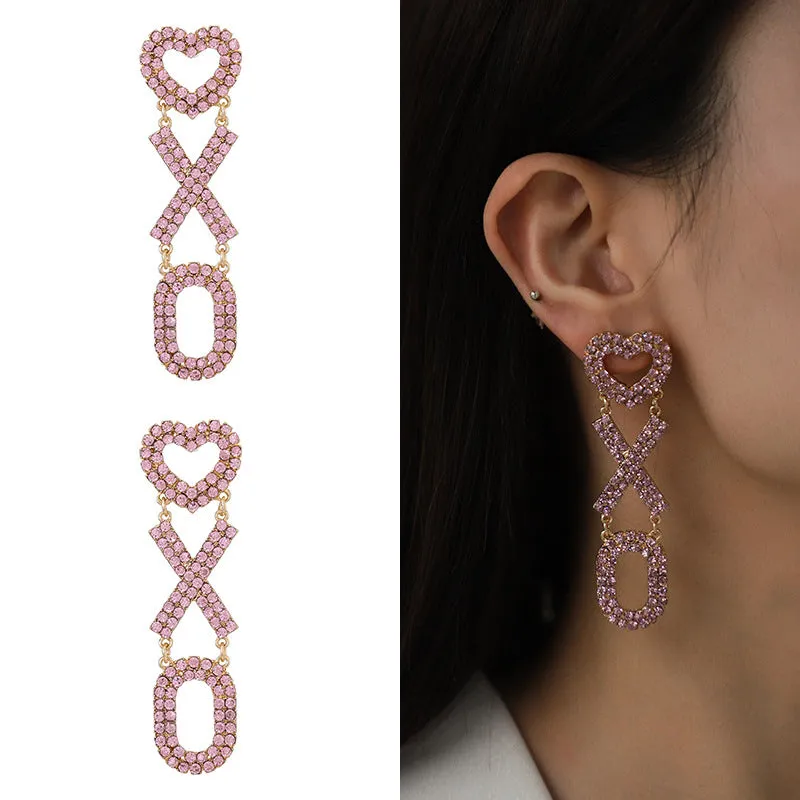 Wholesale 15PCS Valentine's Day Series Pink XOXO Necklace and Earrings Set
