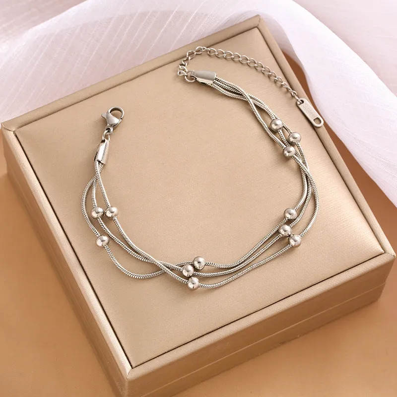 Wholesale 18K Gold Double Layer Small Round Bead Transfer Bead Bracelet