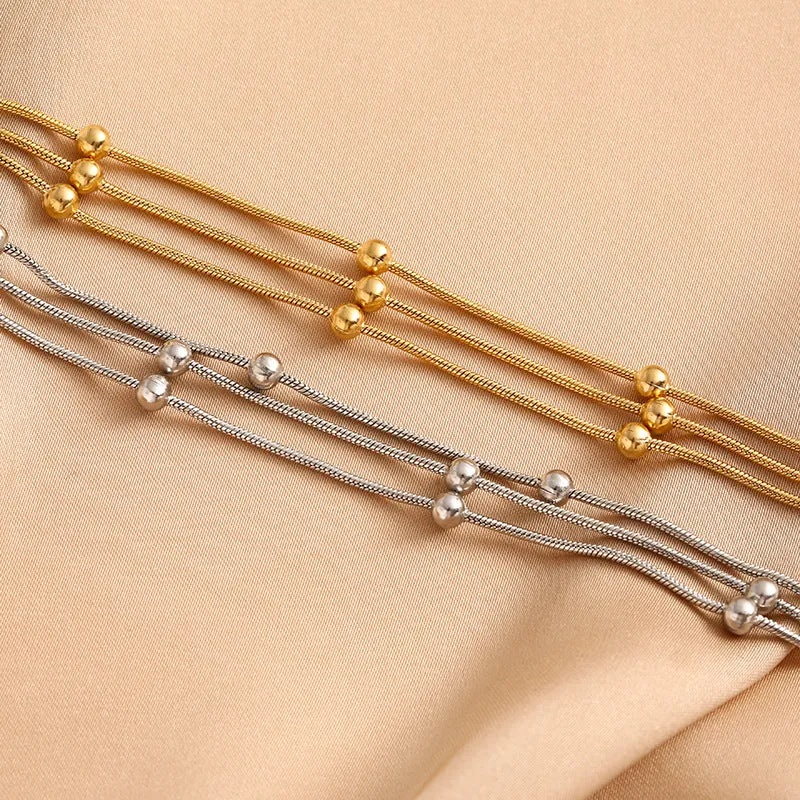 Wholesale 18K Gold Double Layer Small Round Bead Transfer Bead Bracelet