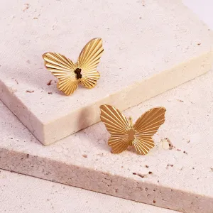 Wholesale 18K Gold Plated Butterfly Titanium Steel Earrings