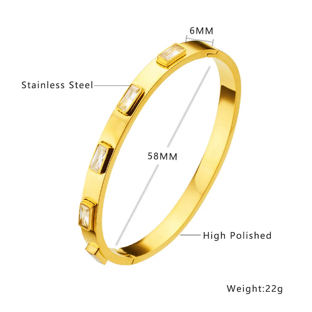 Wholesale 18K gold plated diamond retro stacked titanium steel bracelet