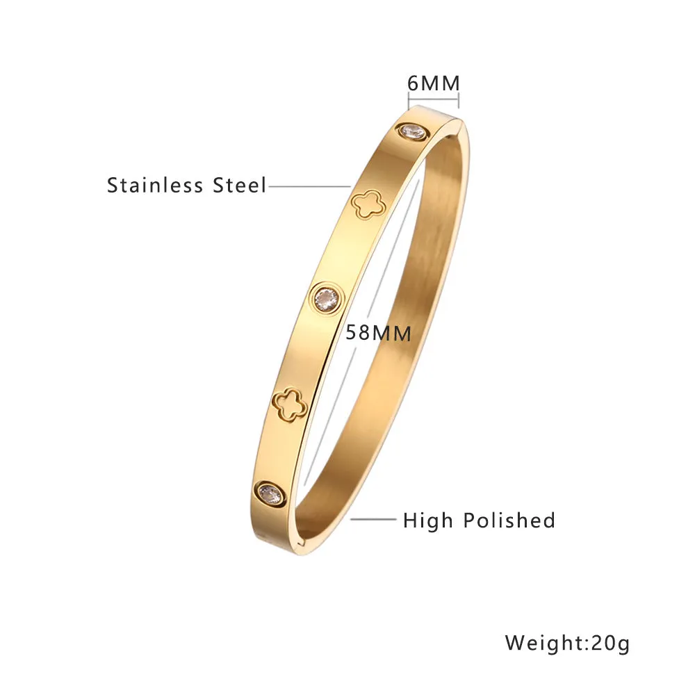 Wholesale 18K gold plated diamond retro stacked titanium steel bracelet