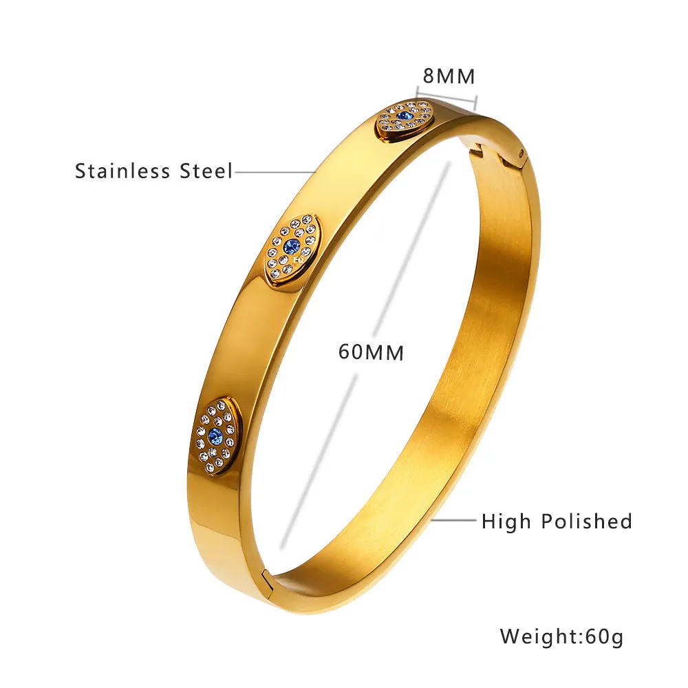Wholesale 18K gold plated diamond retro stacked titanium steel bracelet
