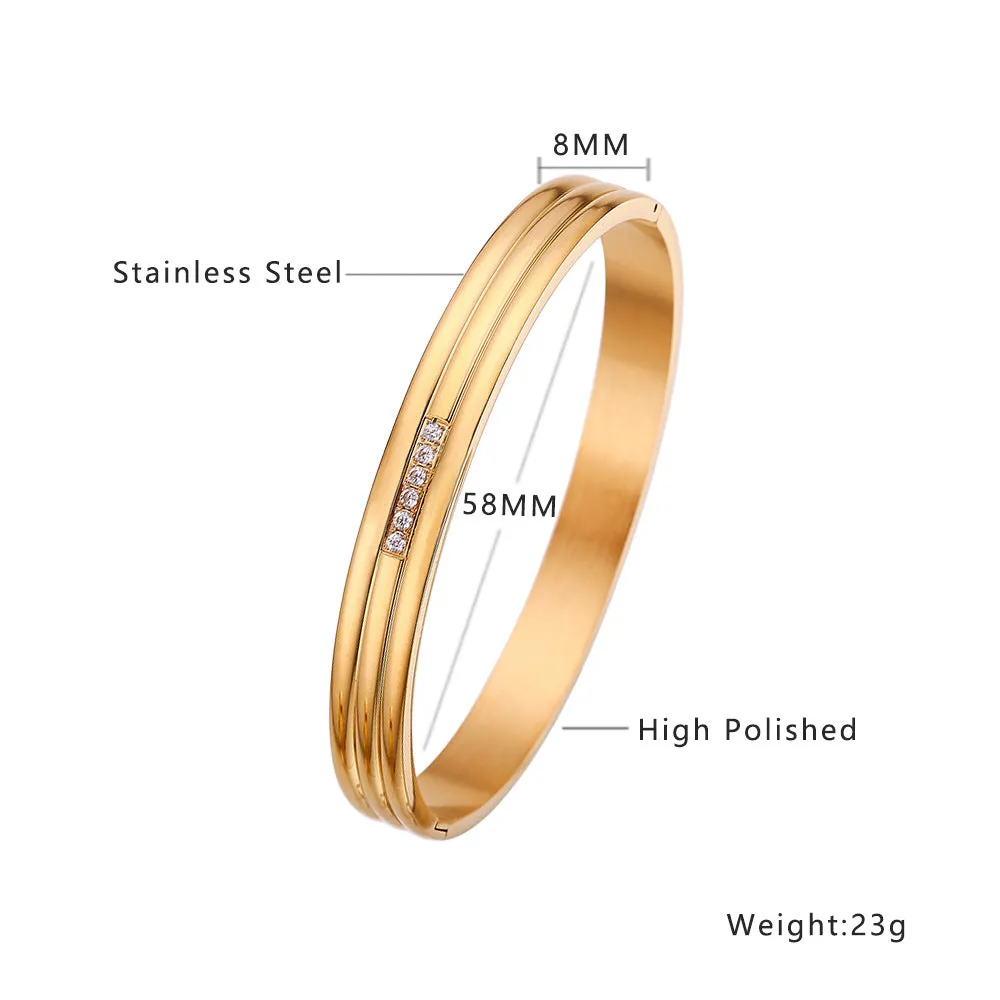 Wholesale 18K gold plated diamond retro stacked titanium steel bracelet