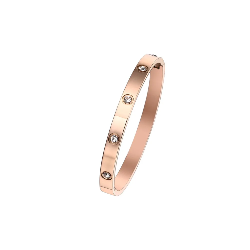 Wholesale 18K gold plated diamond retro stacked titanium steel bracelet