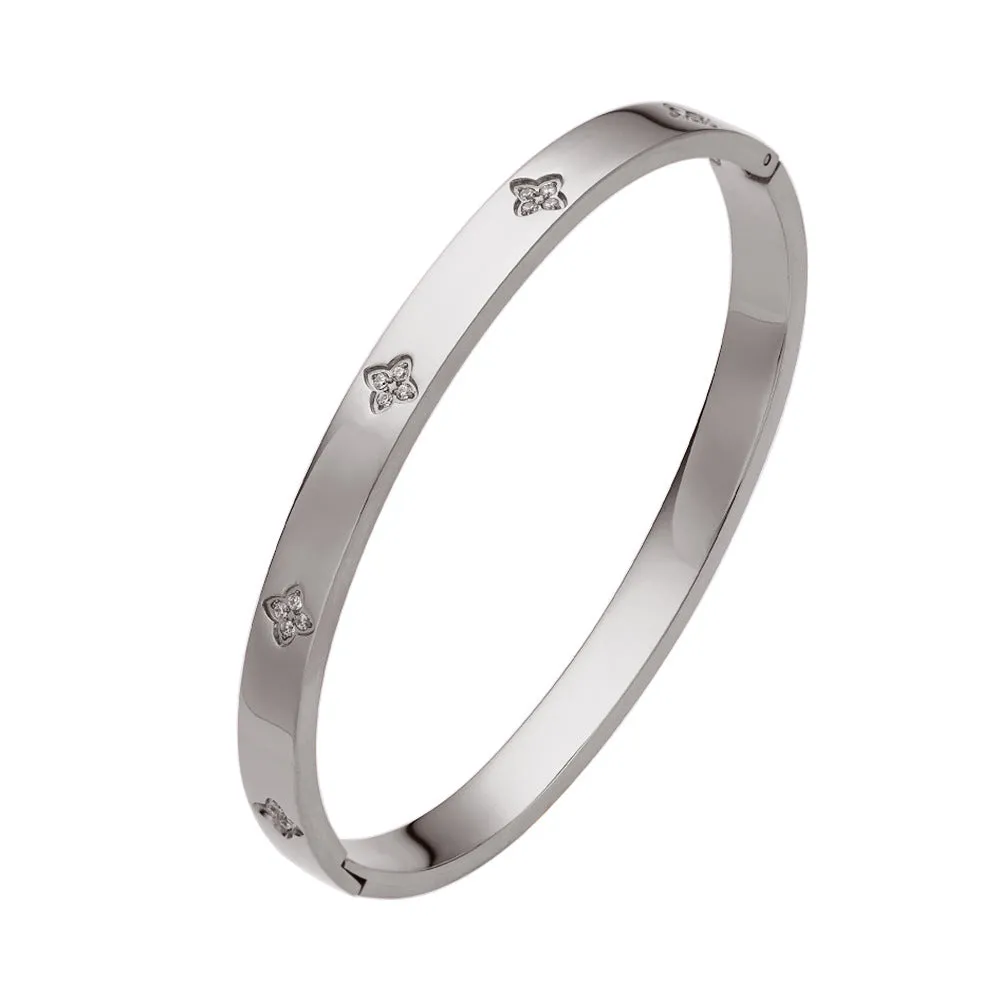 Wholesale 18K gold plated diamond retro stacked titanium steel bracelet
