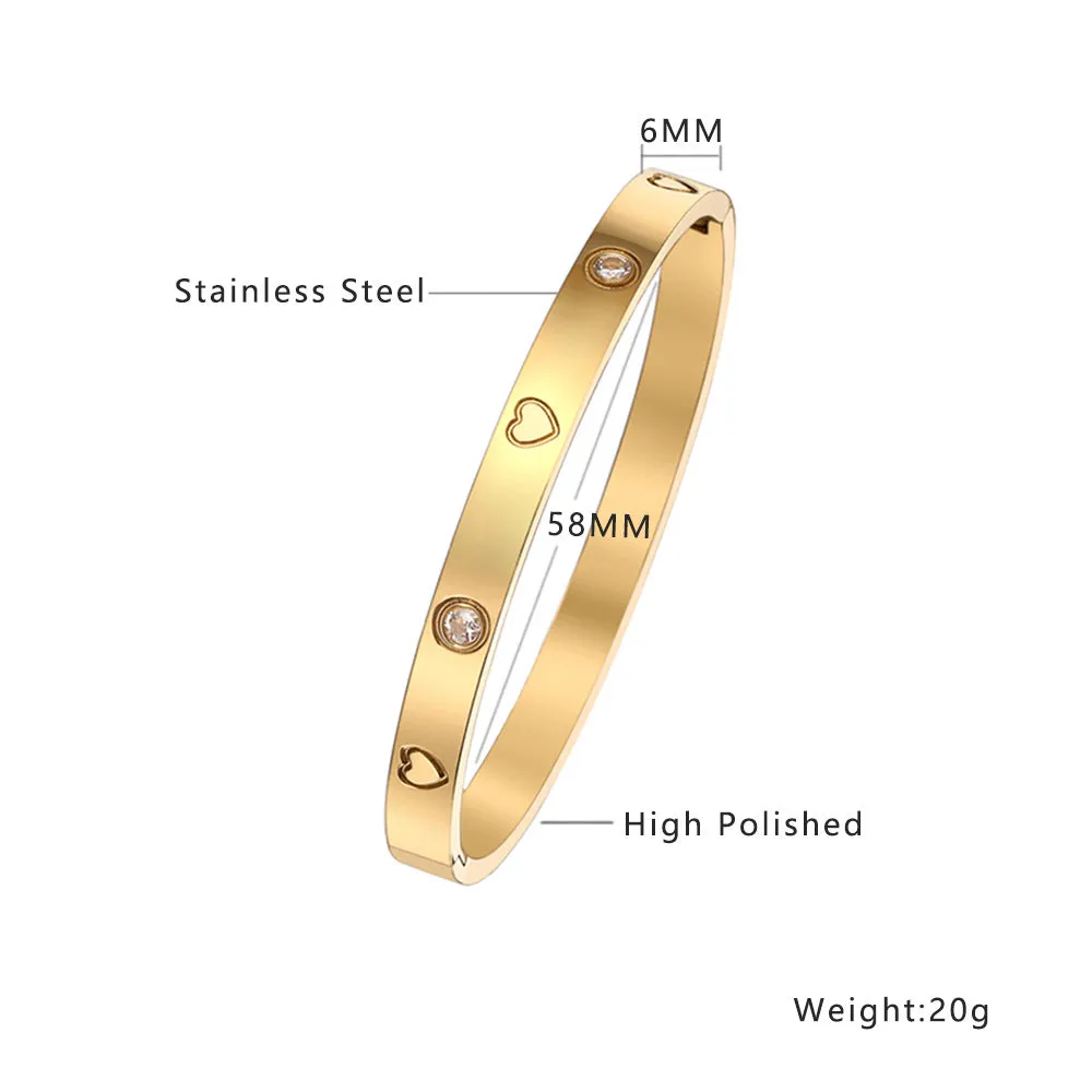 Wholesale 18K gold plated diamond retro stacked titanium steel bracelet