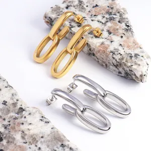 Wholesale 18K Gold Plated Oval Interlocking Earrings