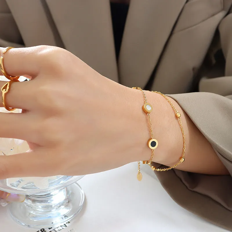 Wholesale 18K gold-plated Rome cold ins style titanium steel bracelet