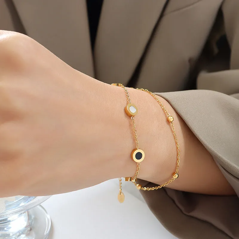 Wholesale 18K gold-plated Rome cold ins style titanium steel bracelet
