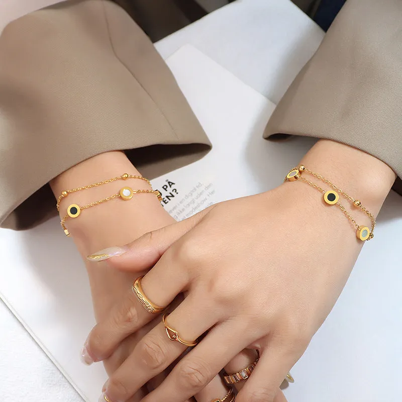 Wholesale 18K gold-plated Rome cold ins style titanium steel bracelet