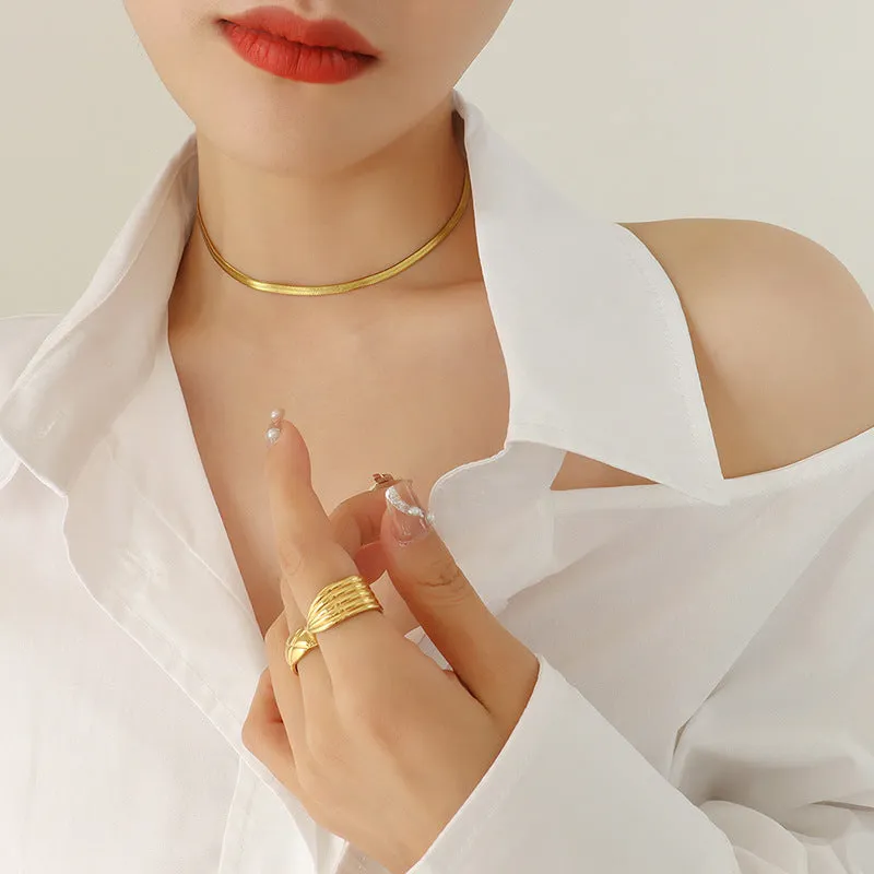 Wholesale 18K Gold Plated Snake Bone Chain Necklace Bracelet Jewelry Set